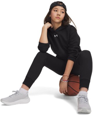 UA Rival Fleece Girls' Crop Hoodie - Image 4